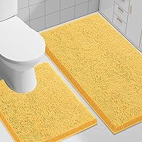 Vista 108 de Smiry - Juego de alfombras de baño de 2 piezas, suaves, absorbentes, de felpilla, lavables a máquina, antideslizantes, para bañera, ducha y piso Gris