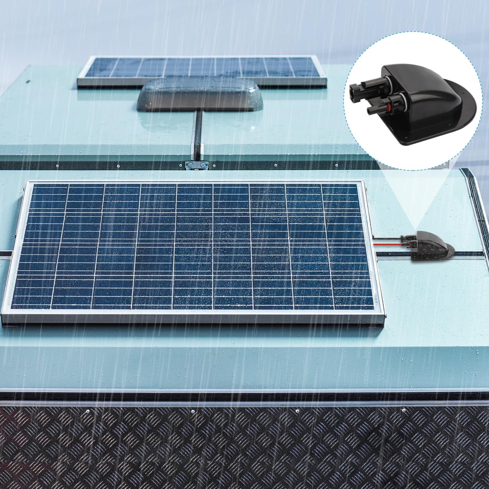 Mbsomnus Przepust kablowy, wodoszczelny, tworzywo ABS, do kampera, przepust ścienny, czarny, z podwójnym wejściem na kabel, do płyt solarnych, przyczep kempingowych, łodzi, projektów solarnych, 2 szt