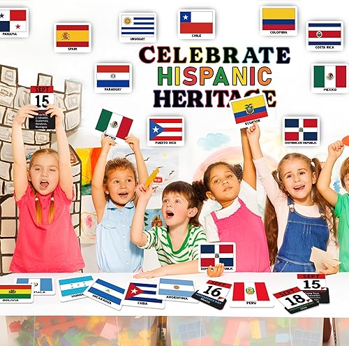 Miniatura 4 de Juego de 79 tablones de anuncios del Mes de la Herencia Hispana con 10 hojas de pegamento, recortes de papel para celetrate Mes de la Herencia