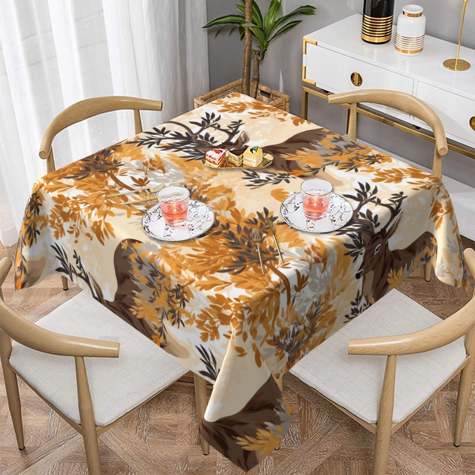 Nappe carrée imperméable 152x152 pour décoration table fête cuisine pique-nique