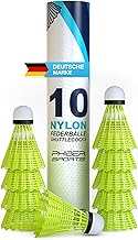 Shuttlecocks Badminton Balls - Perfect Playing Features - Ideal for Beginners, Families and Professionals - Shuttlecock Balls Speed - For Outdoor & Indoor Use - Yellow [Pack of 10]