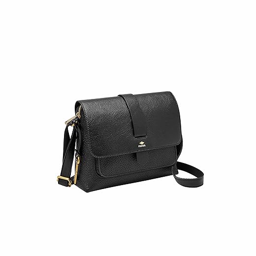 Fossil Women's Kinley Leather Small Crossbody Purse Handbag, Black (Model: ZB7878001)