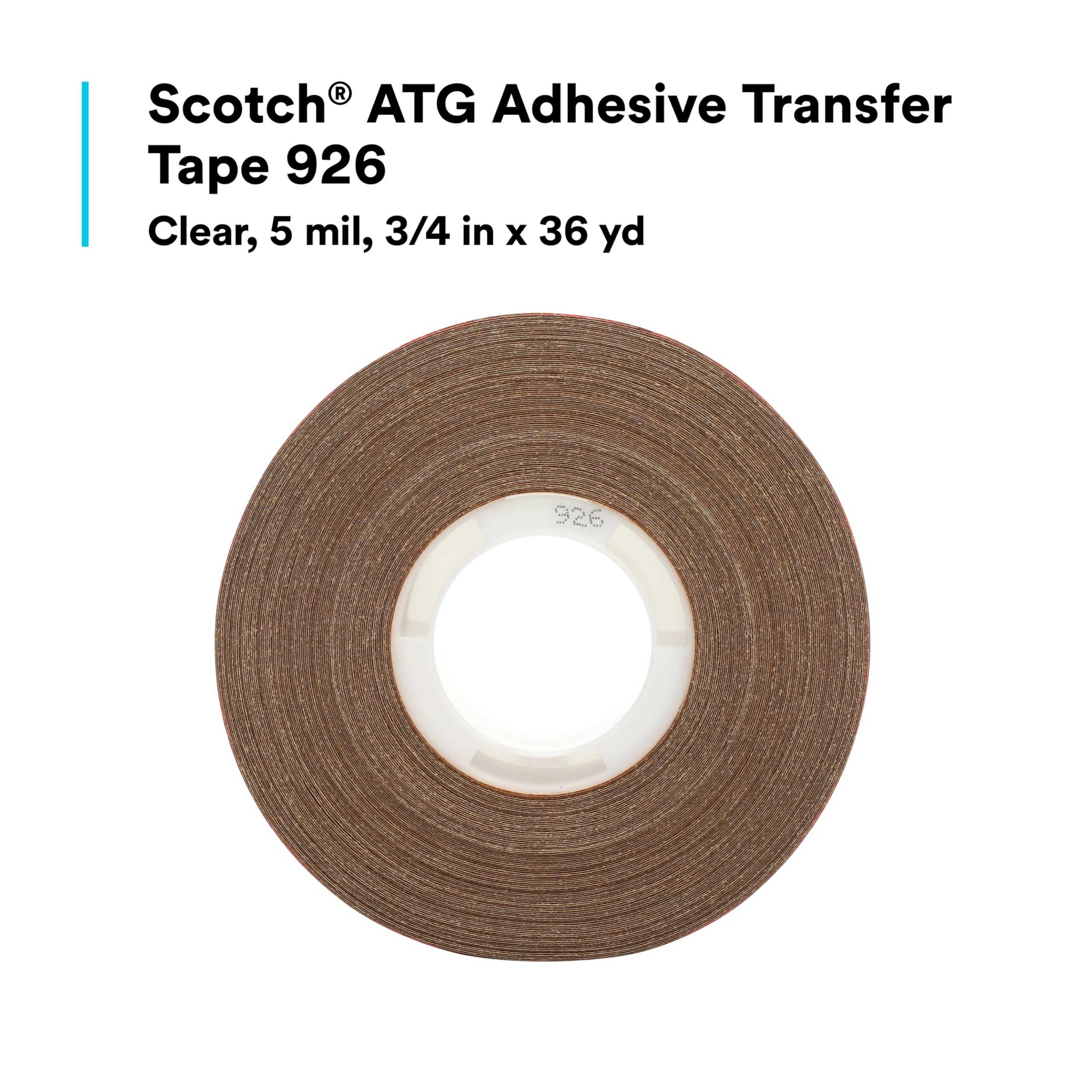 3M Scotch ATG Adhesive Transfer Tape 926, Clear, 3/4 in x 36 yd, 5 mil (926-3/4IN X36YD)