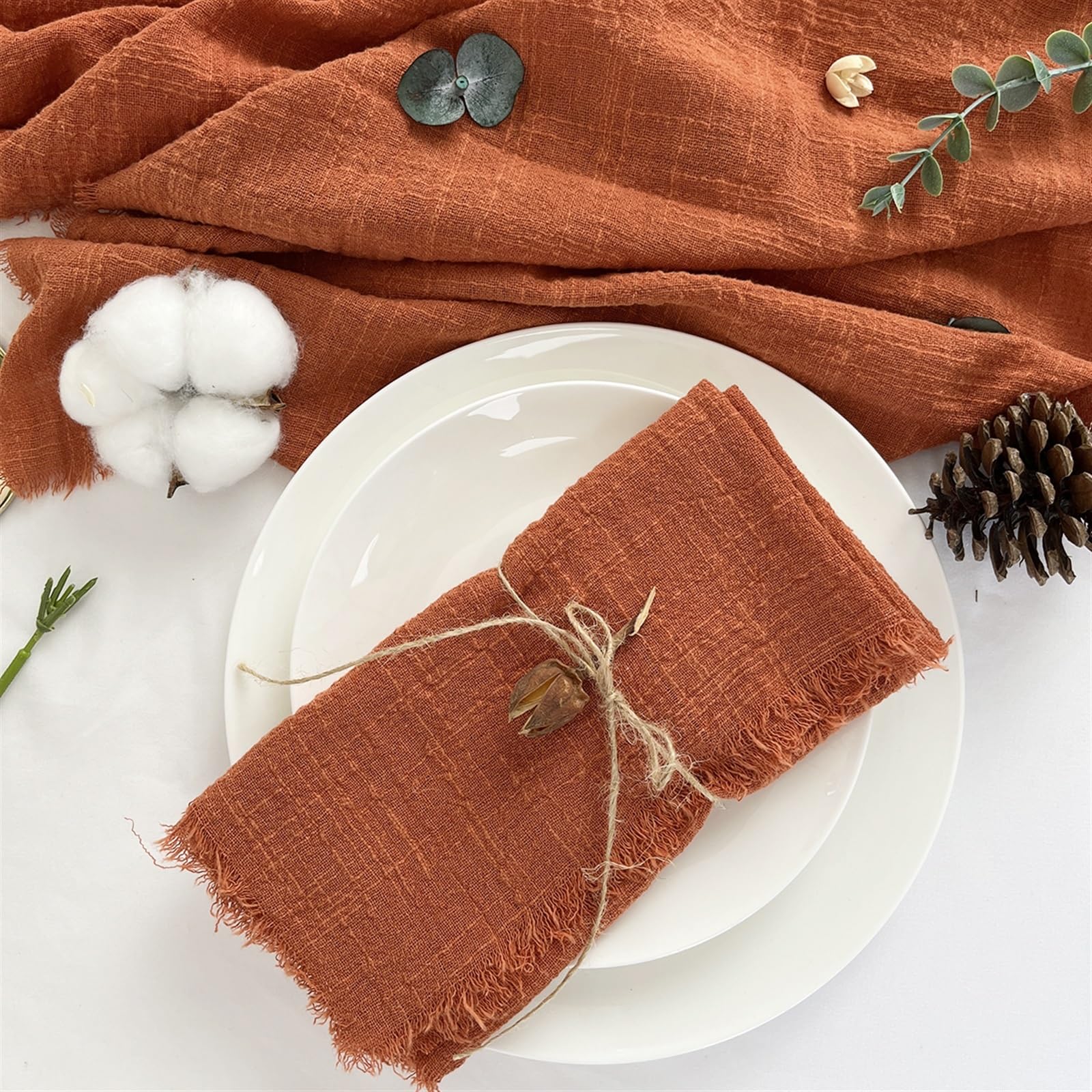 Lot de 30 serviettes de table en gaze de coton - Rouille - Style rétro - Décoration de table de Noël - 42 x 42 cm - Rose