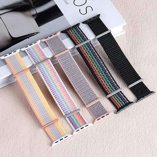 Miniatura 7 de Paquete de 5 correas deportivas de nailon compatibles con Apple Watch de 1.496 pulgadas, 1.575 pulgadas, 1.614 pulgadas, 1.654 pulgadas, 1.732