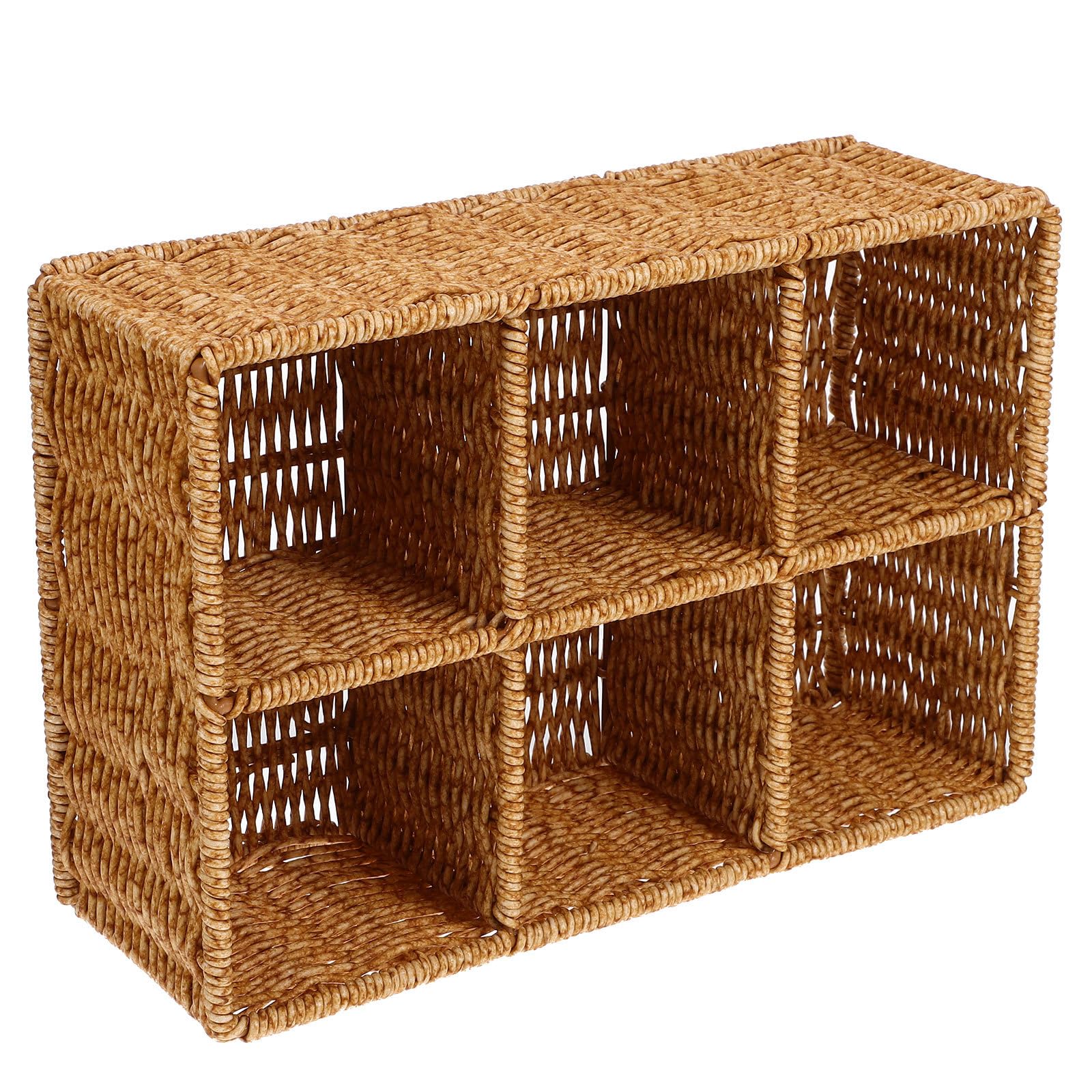 MAGICLULU Organizador de Cajón para Cubiertos Pequeño de Ratán Plástico Color Caqui, Cesta de Almacenamiento Multifuncional y Fácil de Limpiar para Cocina y Picnic