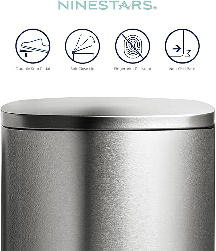 Miniatura 5 de Ninestars SOT-50-8 - Papelera grande, color plateado