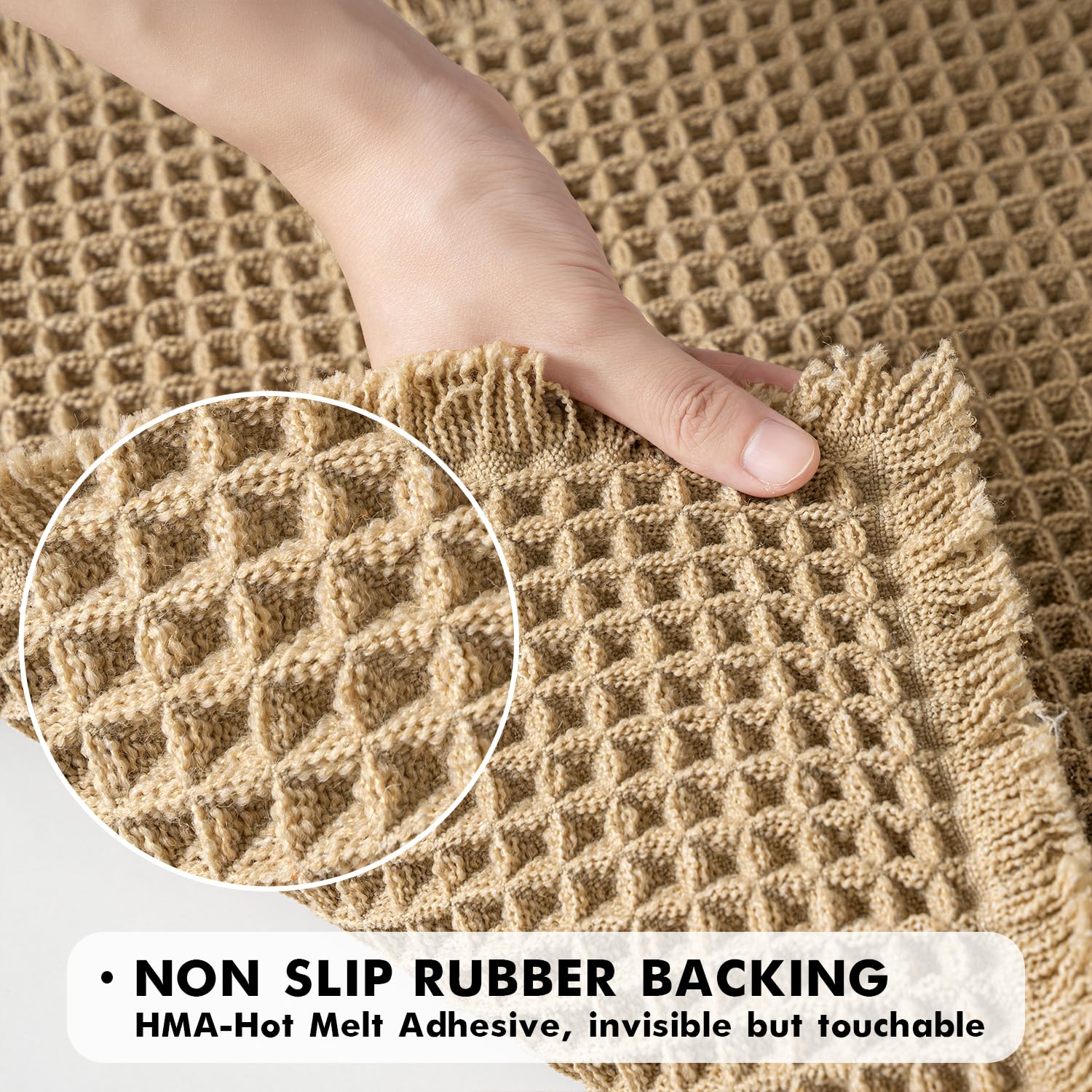 MIULEE Set of 2 Waffle Bathroom Rugs, Boho Bath Rugs Non Slip Washable, Super Absorbent Bath Mats, Ultra Soft Rubber Backed Shower Mats for Bathroom Floor, Tub and Shower, Brown, 18x30 Inch