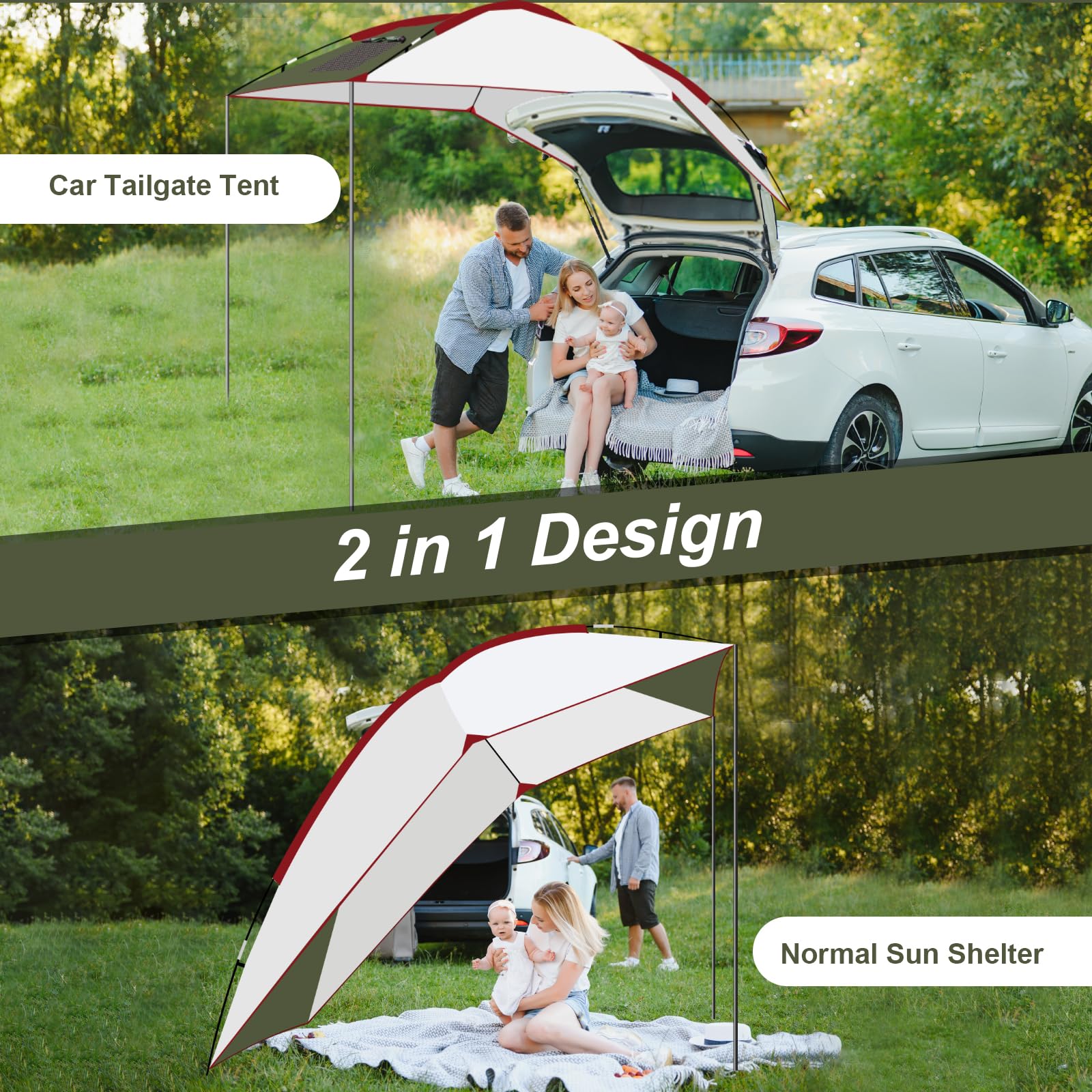Toldo de Coche para Furgoneta, SUV, Autocaravana, Coche, camión, Tienda de Campamento, toldo Lateral Impermeable