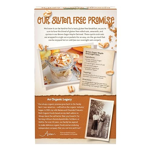 Miniatura 3 de Natures Path - Avena instantánea orgánica sin gluten azúcar morena de arce y azúcar 8 paquetes sin OMG 109oz de granos enteros 014oz de proteína a
