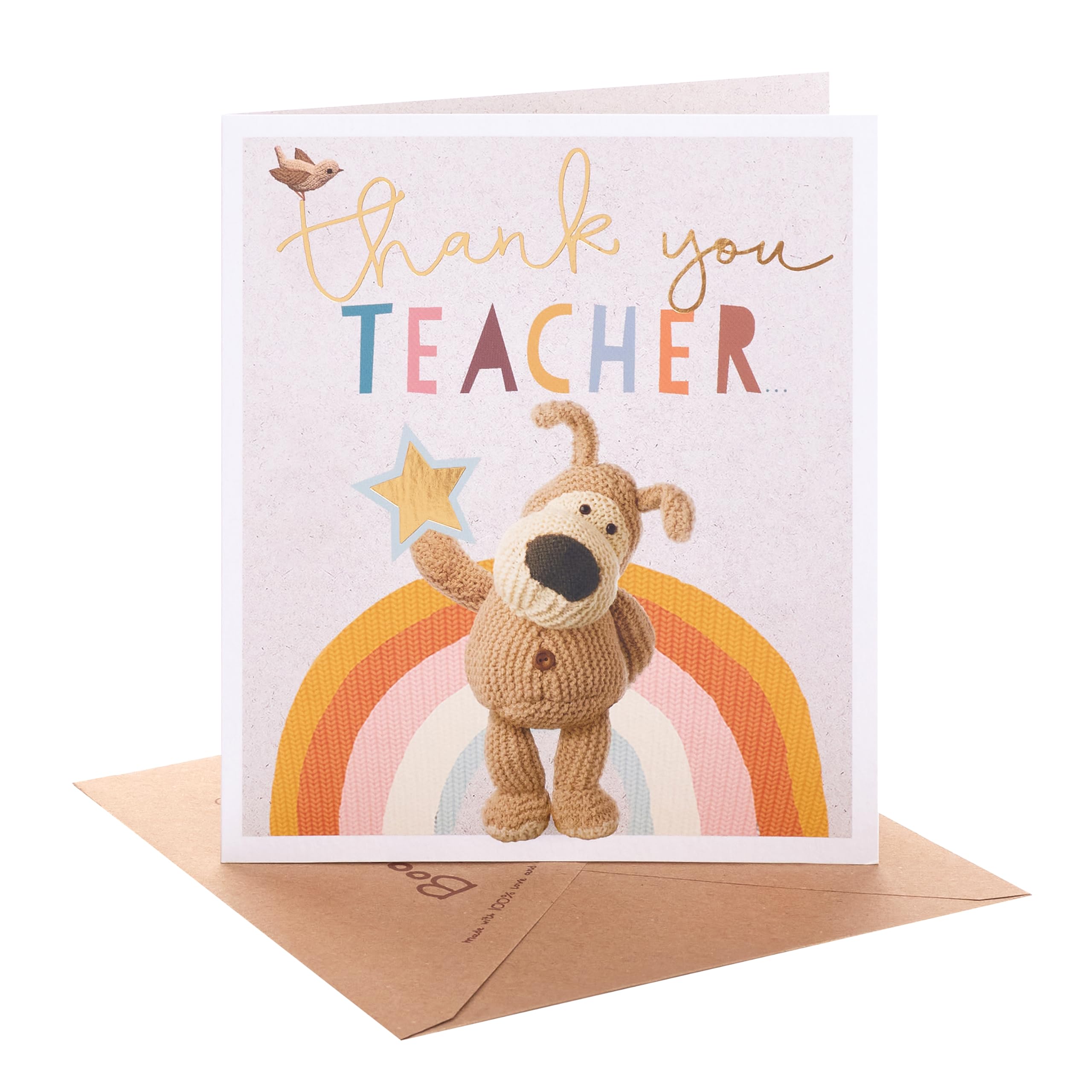 Boofle | Thank you Card for Teacher | Appreciation Cards | Her/Him | Cute Design | With Envelope | 15.9 x 18.4 cm