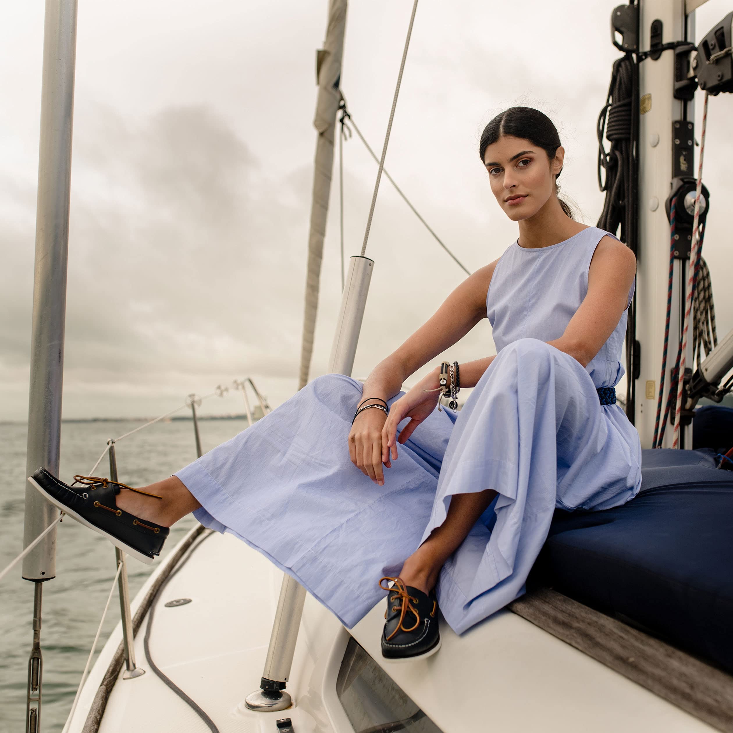 Seajure Damen Bootsschuhe Zlatni marineblaues Leder