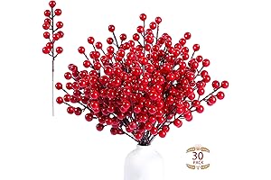 Sggvecsy Artificial Red Berries - 30 Pack 8.9" Christmas Holly Berry Branches