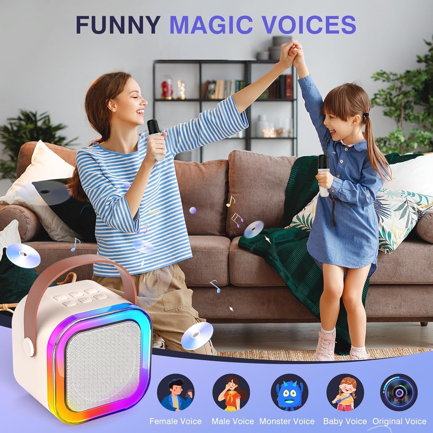 SUPERSTUD Karaoke Machine for Kids || Portable Bluetooth Wireless Speaker with Wireless Mic || Birthday Gifts for Girls & Boys || Speaker for Kids with Mic (Multicolor) - 1Mic only - Image 4 thumbnail