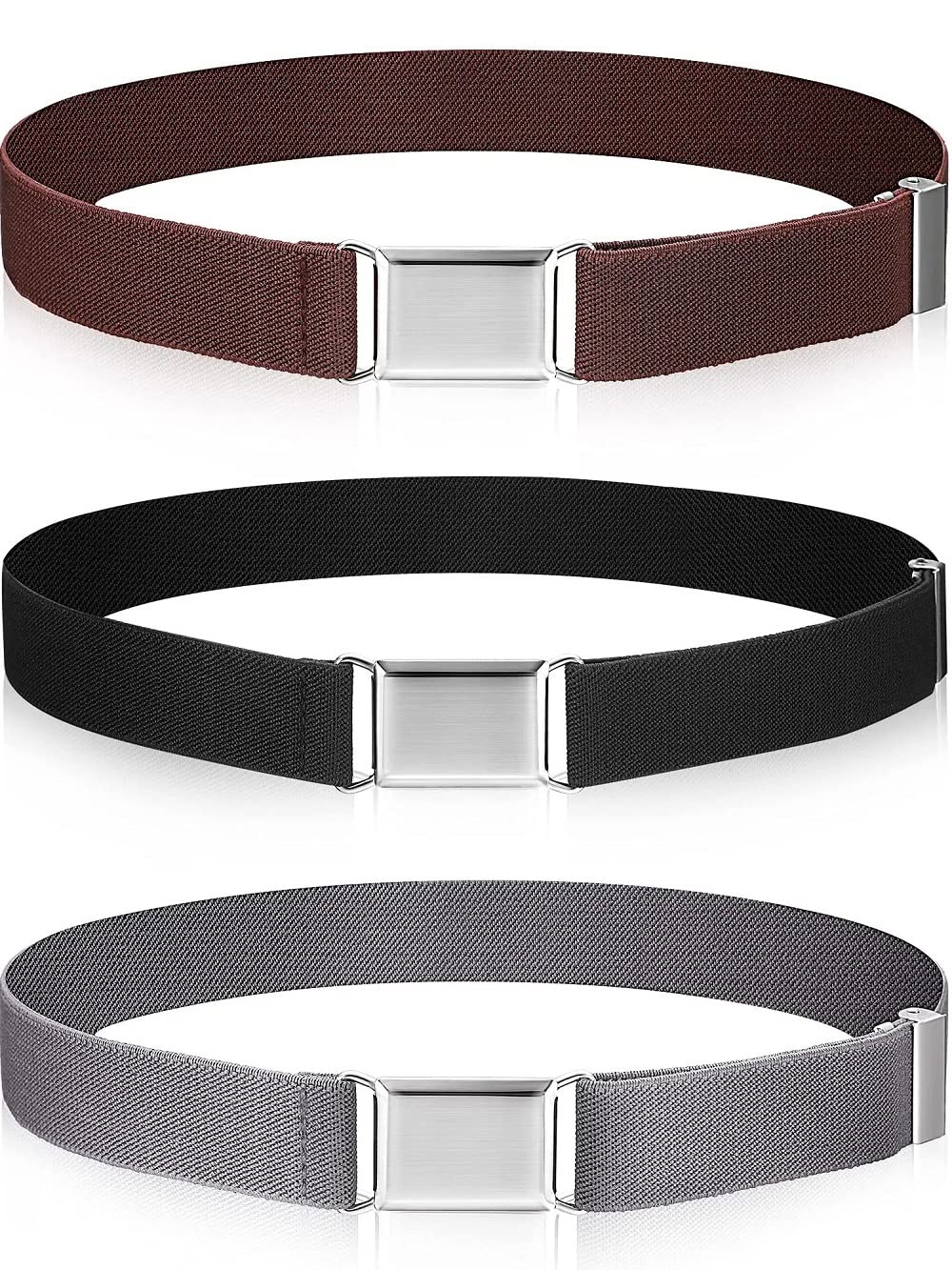 3 Pieces Kids Magnetic Belt Adjustable Fashion Belt with Magnetic Buckle for Boys and Girls