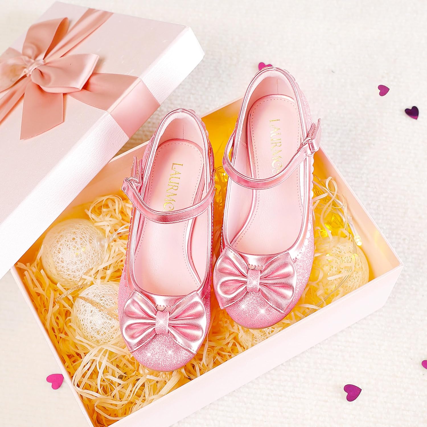 Princess Shoes High Heel Toddler Girls Dress Shoes Cute Bowknot Sparkle Mary Jane Flower Girls Wedding Birthday Party Prom for Little Big Kids - Image 6