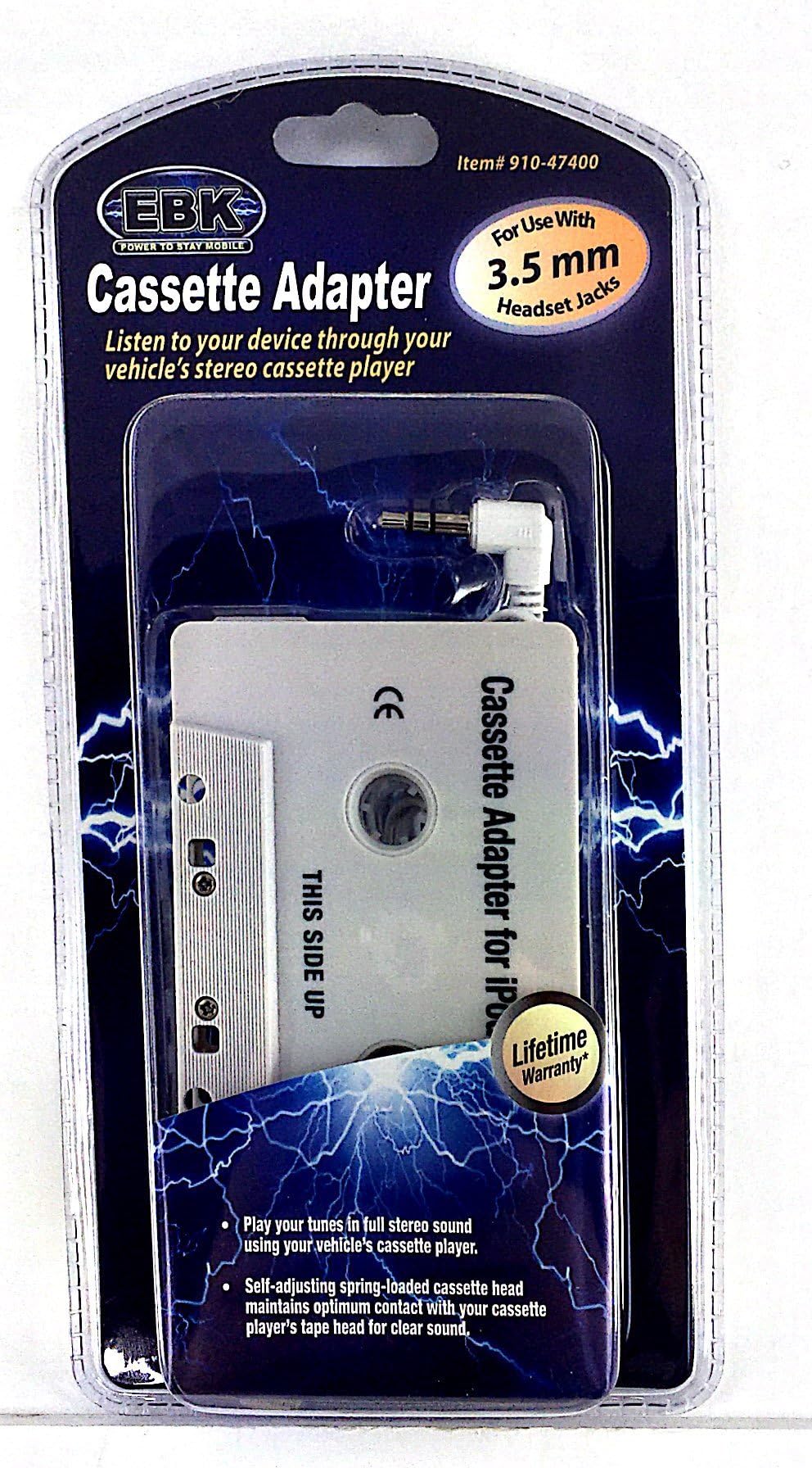 EBK 3.5mm to Cassette Adapter, Plugs Straight into Your Headphone Jack!!