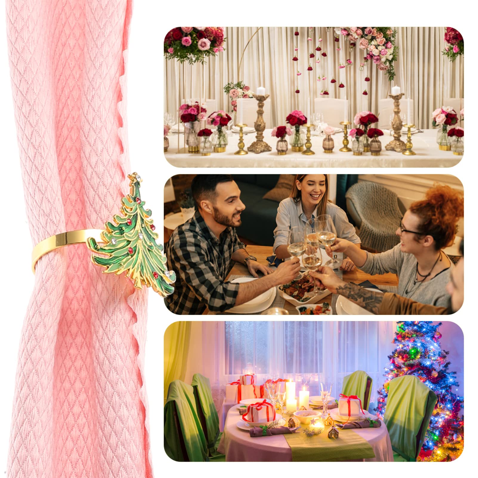 12stücke Serviettenringe Weihnachtsbaum-Motiv für Tischdekoration und Partyzubehör