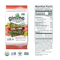 Vista 2 de Gimme Algas Marinas Aperitivos de Algas Marinas Tostadas Orgánicas Premium, Chile Lima, 20 Unidades, Keto, Vegano, Sin Gluten, Gran Fuente
