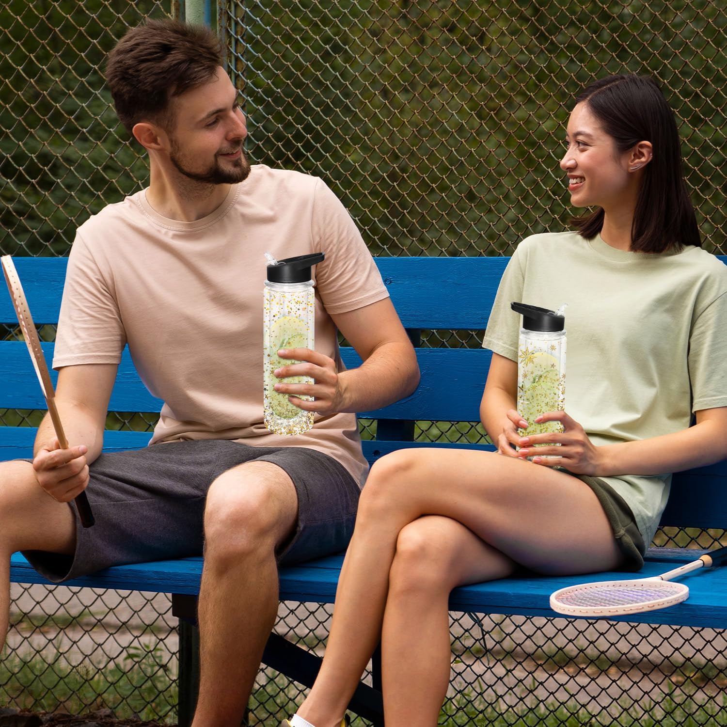 18OZ Plastic Snow Globe Tumbler, 8pack - Double Wall Clear Construction with Pre-Drilled Hole & Stopper, Leak-Proof Design, Portable Handle Lid, Perfect for Glitter DIY, Personalized Gifts, Black