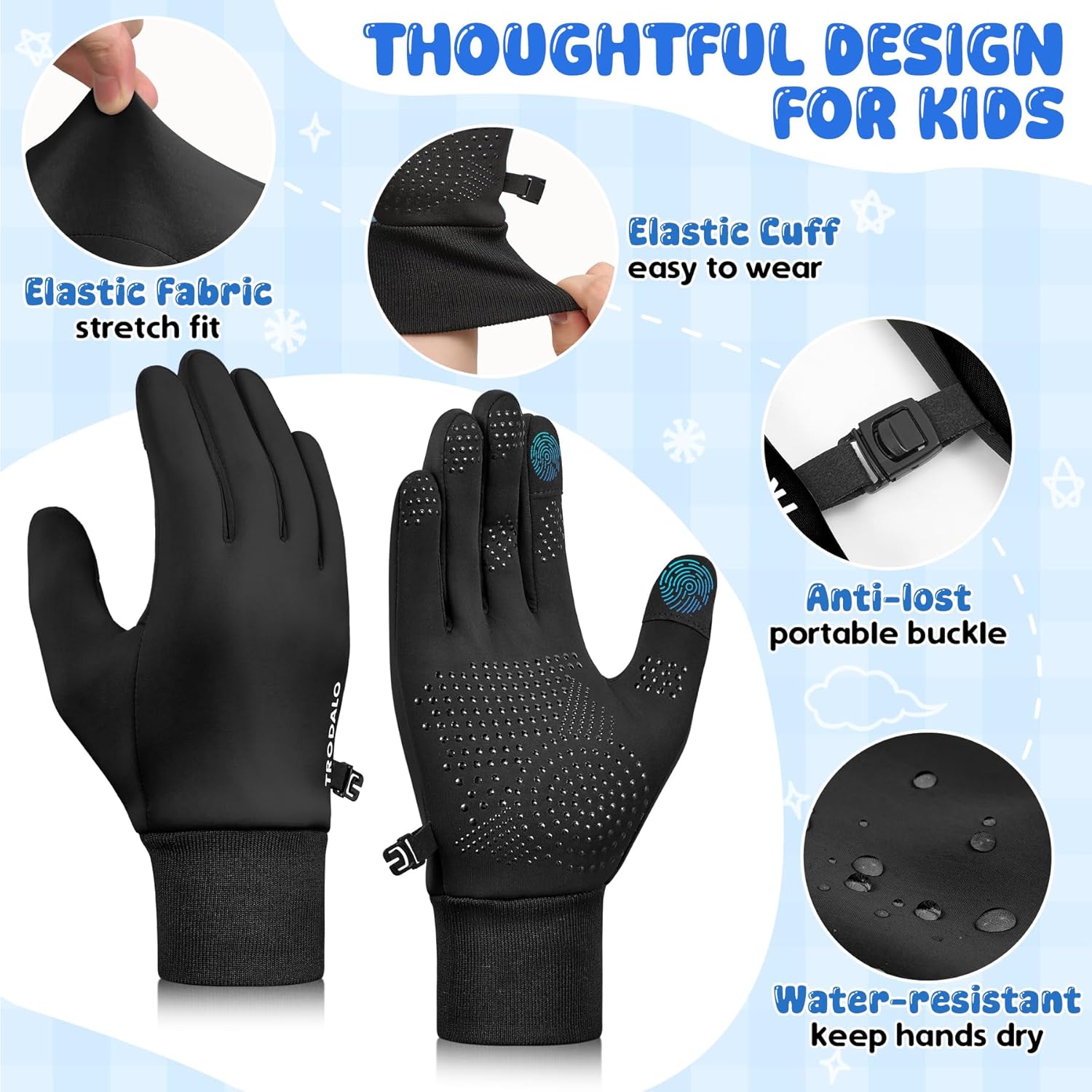 Kids Winter Gloves Touchscreen Anti-Slip Soft Warm Gloves for Boys Girls Aged 4-10 Years Cycling Running Soccer - Image 5