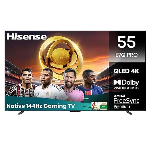 Hisense 139 cm (55 inches) E7Q PRO Series 4K Ultra HD Smart QLED TV 55E7Q PRO (Charcoal Grey)