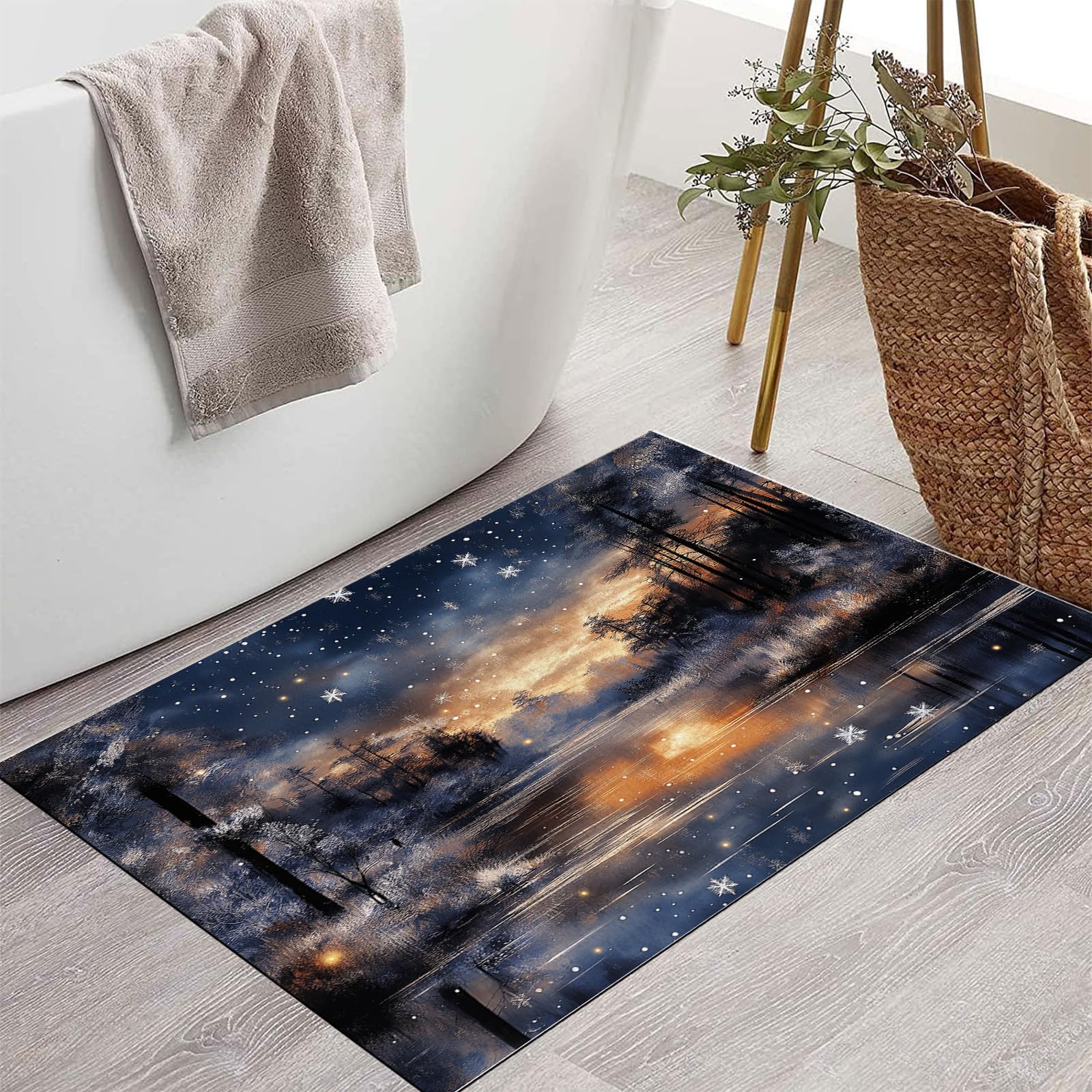 Felpudo Que Atrapa La Suciedad: Alfombra De Entrada Antideslizante, Lavable A Máquina, Felpudo Con Paisaje De Montaña Nevado De Esquiador, Felpudo Absorbente De Bienvenida Para Puerta De Entrada,
