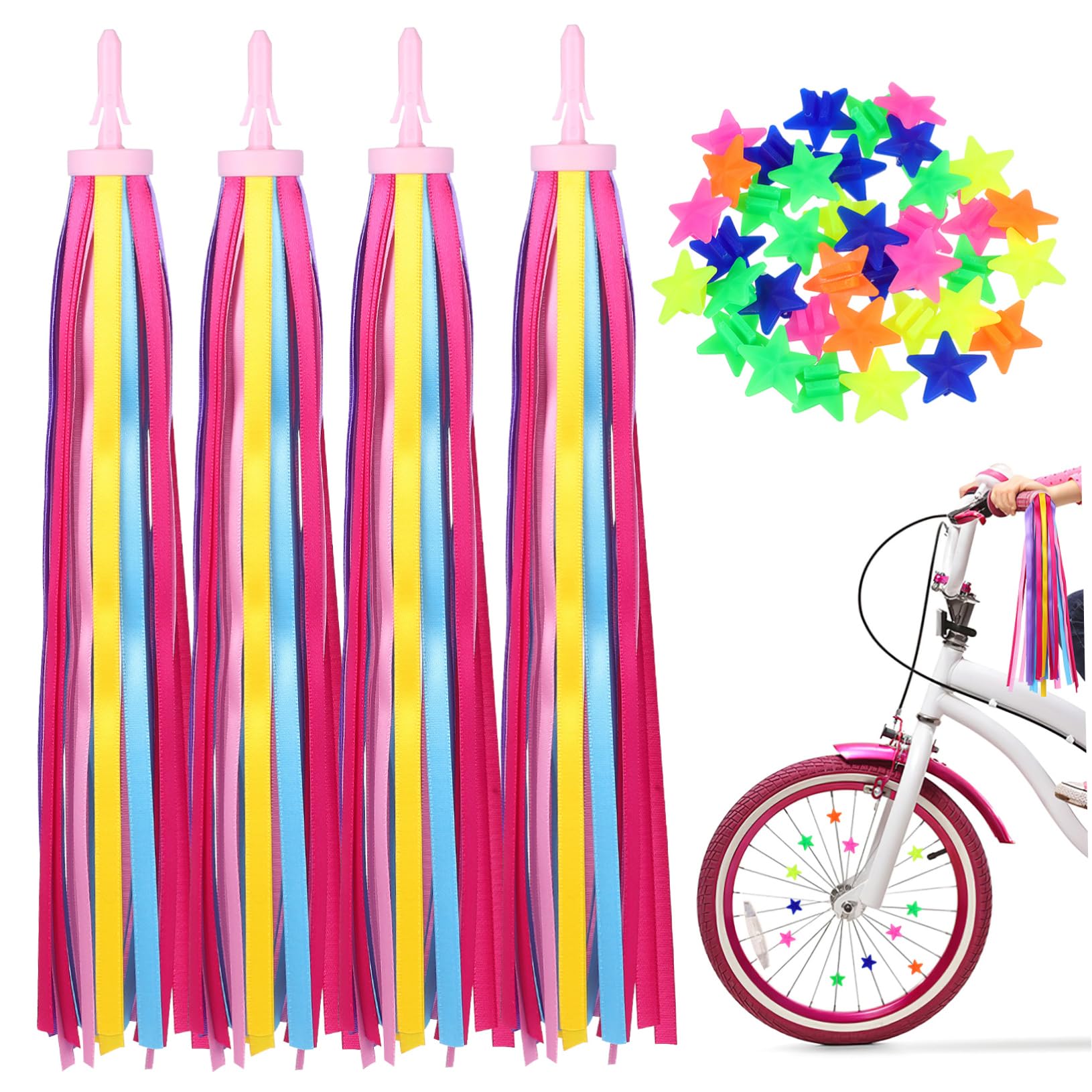 GOOHOCHY Vibrant Bike Beads 1 Set Streamers Bike Decorations for Boys and Girls Handlebar Tassels Bicycle Wheel Accessories