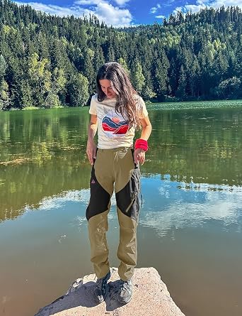 Rdruko Womens Fleece Lined 4 Zip Pockets Trousers | Ladies Waterproof Winter Thermal Outdoor Work Camping Hiking Ski Pants Warm Snow Softshell Partial Elastic Waist Workwear