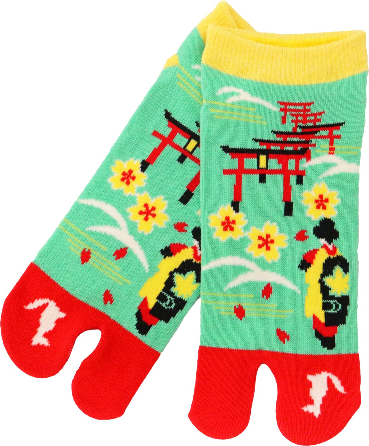 京佑(Kyoyu)Women's Japanese Pattern 2-Toe Flip-Flop Tabi Ankle Socks