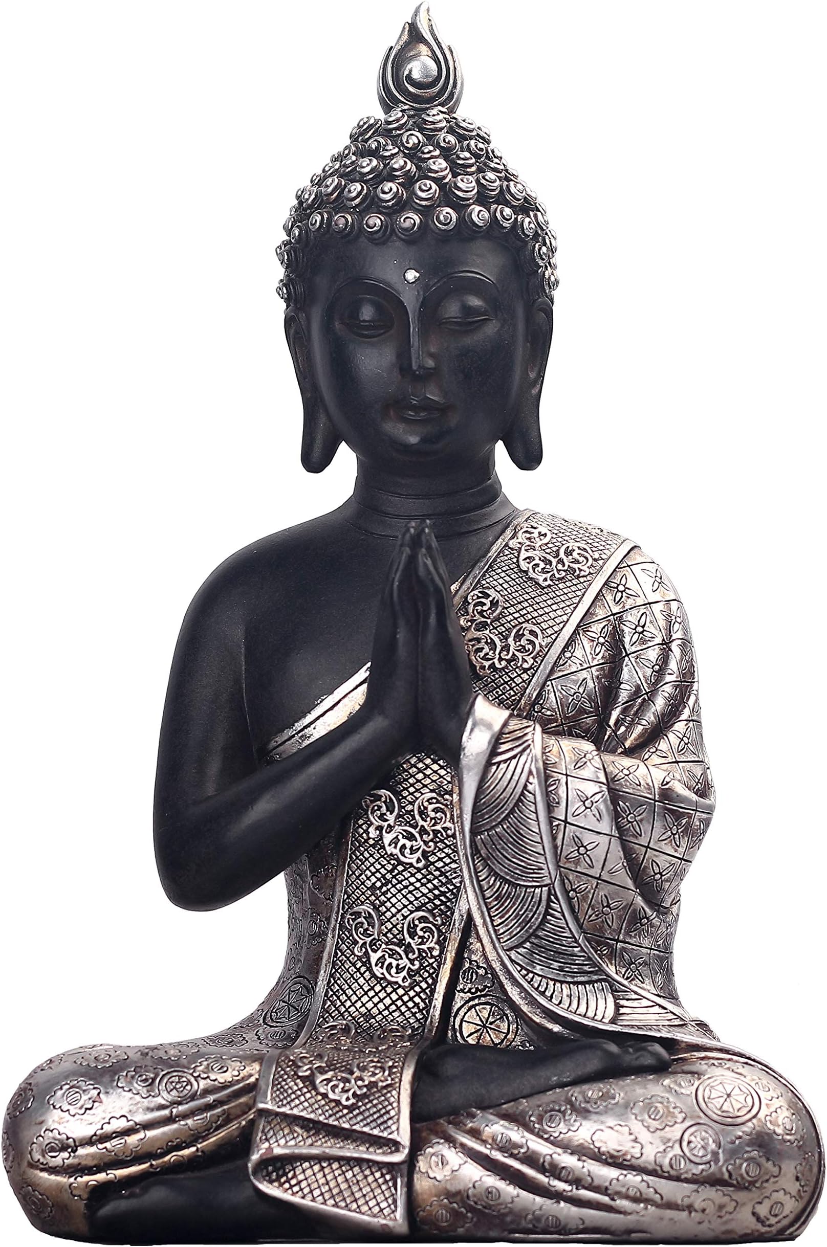 JORAE Seated Buddha Statue Buddhism Thai Meditating Home and Garden Decorative Sculpture Praying Collectibles Figurines, 9.5 in, Polyresin