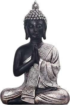 JORAE Seated Buddha Statue Buddhism Thai Meditating Home and Garden Decorative Sculpture Praying Collectibles Figurines, 9.5 Inches, Polyresin