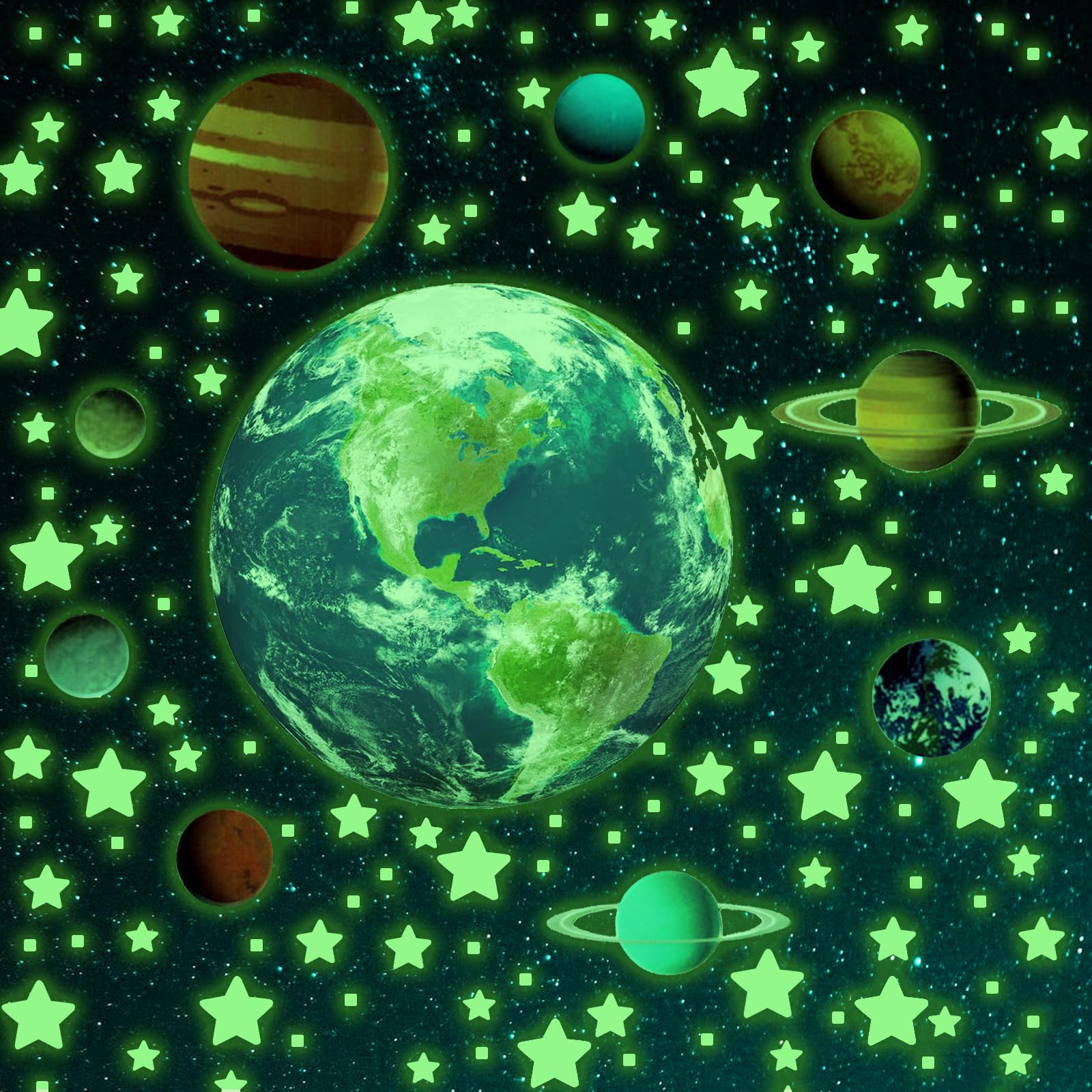 SNAIL GARDEN 501Pcs Glow in The Dark Stars and Planets, Bright Solar System Wall Stickers-Glowing Ceiling Decal Galaxy Glow Star Set for Halloween Kids Bedroom Decoration, Birthday Gift for Boys Girls