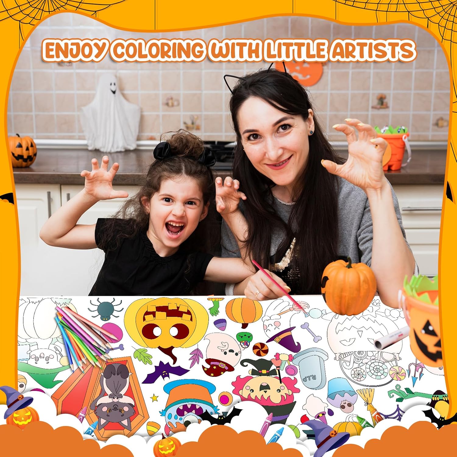 Rossorha 2 Pack Halloween Giant Coloring Posters for Kids, 43.3 x 31.5 in image 5