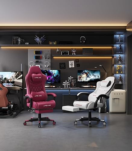 Miniatura 2 de Silla de juegos, silla ergonómica para juegos de computadora, soporte de carga de 400 libras, reposapiés retráctil, soporte de cintura, respaldo