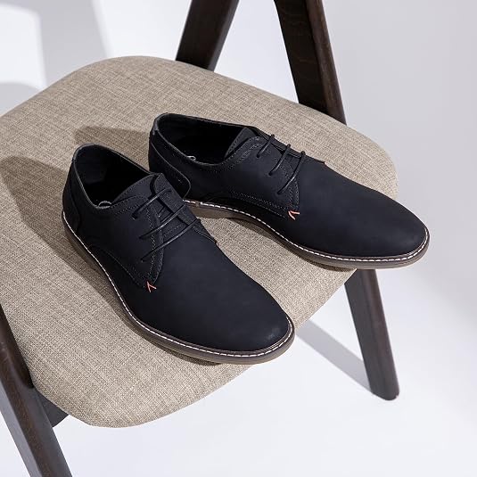 JOUSEN Men's Suede Oxford Dress Shoes - Dark Brown Classic Lace-Up Formal Shoes With Non-Slip Sole
