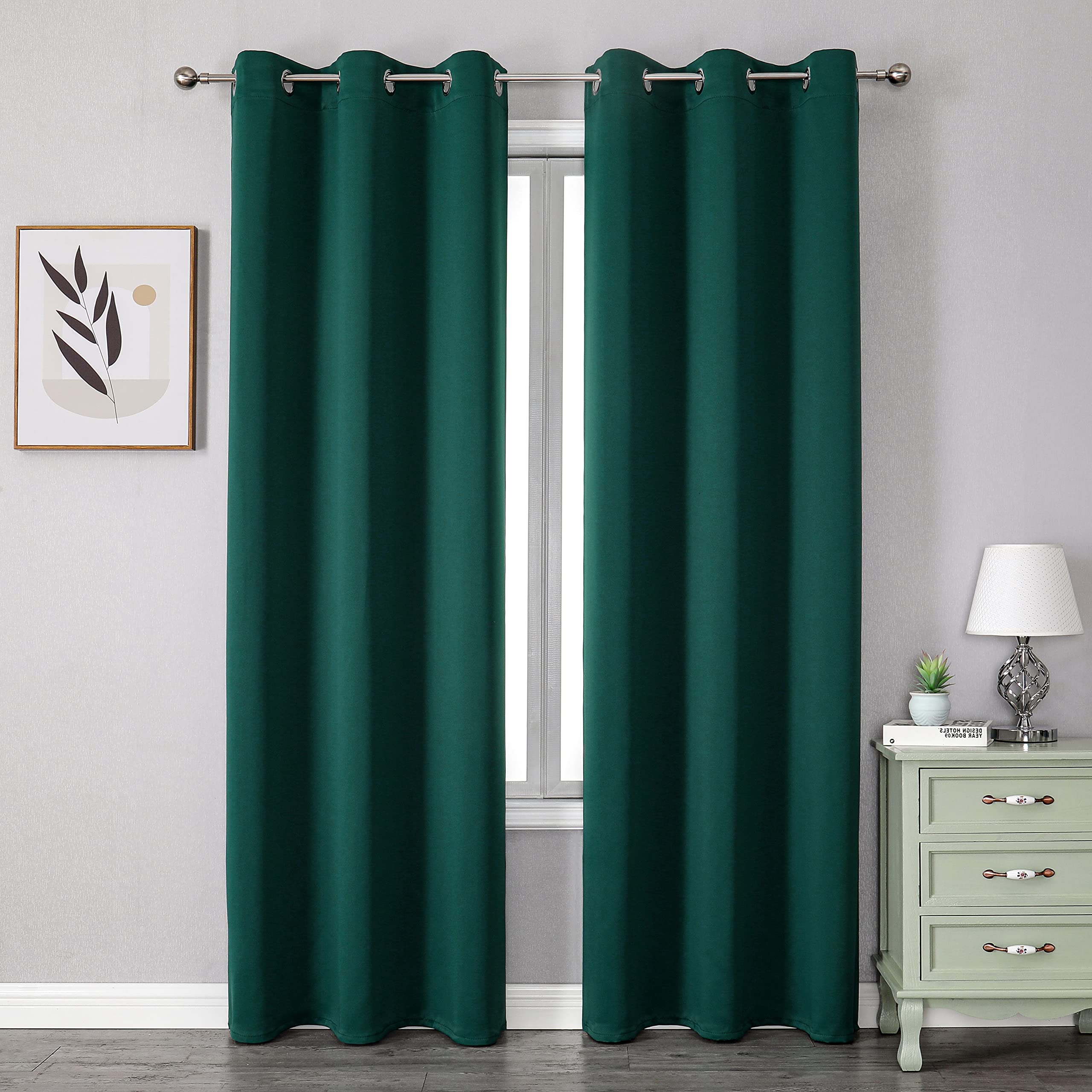Apriko Blackout Curtains 84 inch Length - Thermal Insulated Room Darkening Curtains 2 Panels for Living Room/Grommet Top/Hunter Green/42x84 inch