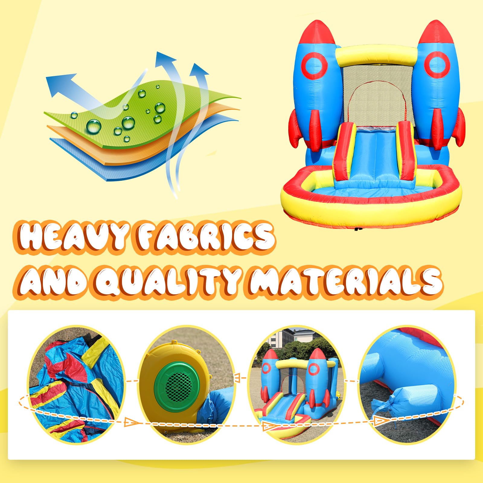 Inflatable Bounce House with Slide for Kids 3-6, Bouncy House with Blower for Outdoor Backyard/Indoor, 12ft x 6.6ft x 6.2ft Commercial Bouncy Castle, Jump House for Toddlers Kids Party