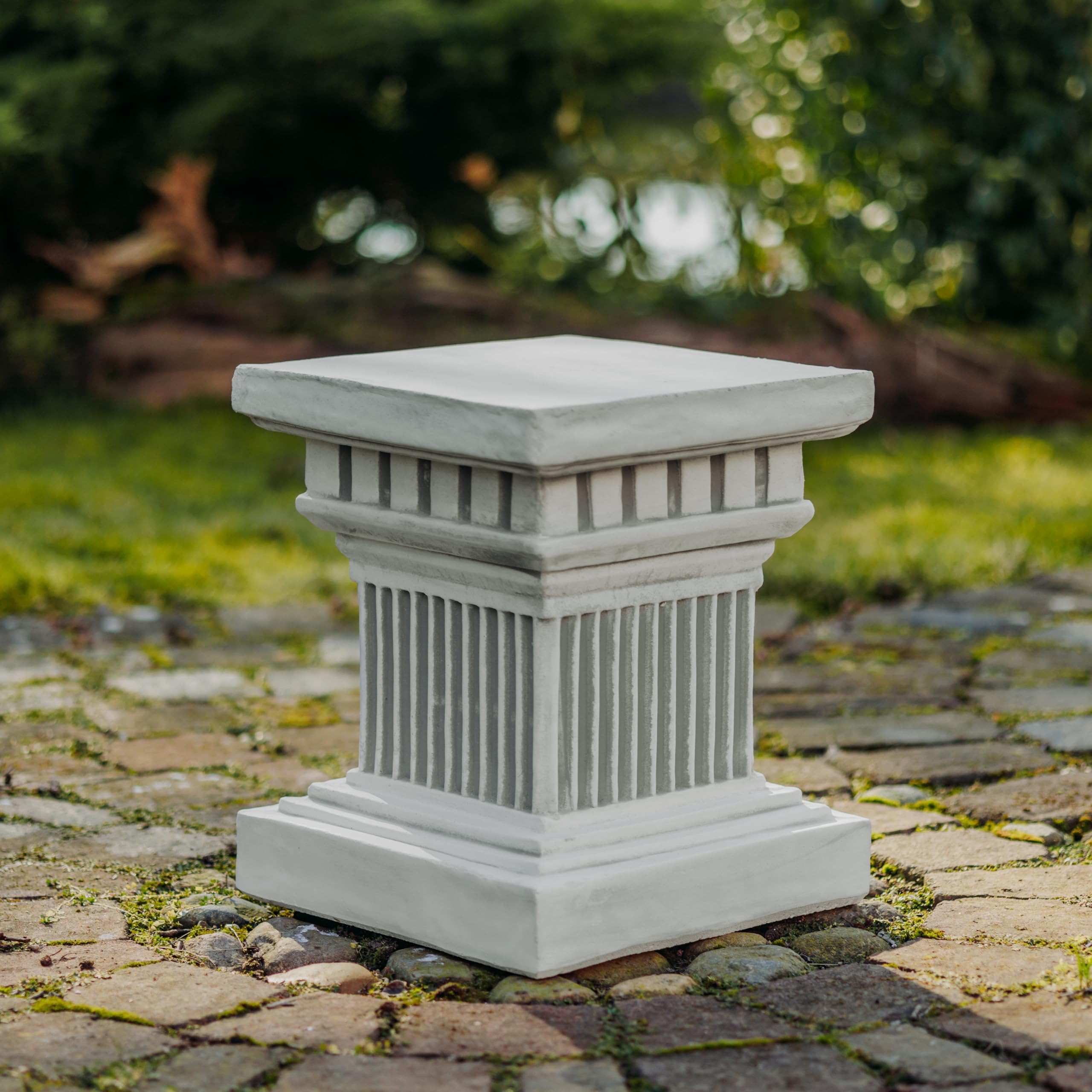 gartendekoparadies.de Socle carré, socle en pierre, H 42 cm, surface au sol 35 x 35 cm, 74 kg, gris, résistant au gel en fonte de pierre, pour extérieur