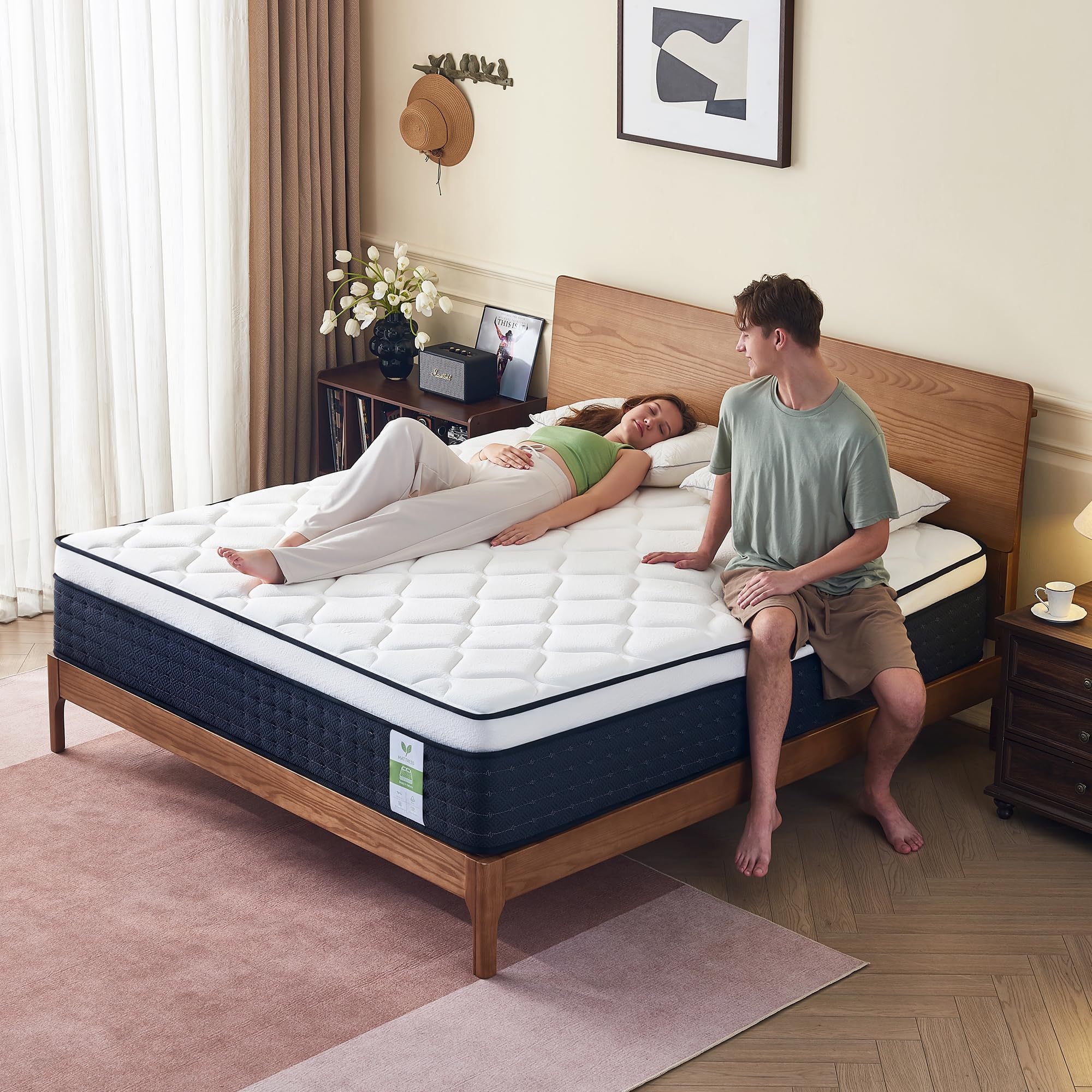 Photo 1 of 14 Inch Queen Mattress in a Box: Hybrid Medium Firm Queen Size Mattresses for Pain Relief, Memory Foam Queen Bed Mattress with Pocket Springs for Motion Isolation, Back & Side Sleepers, CertiPUR-US