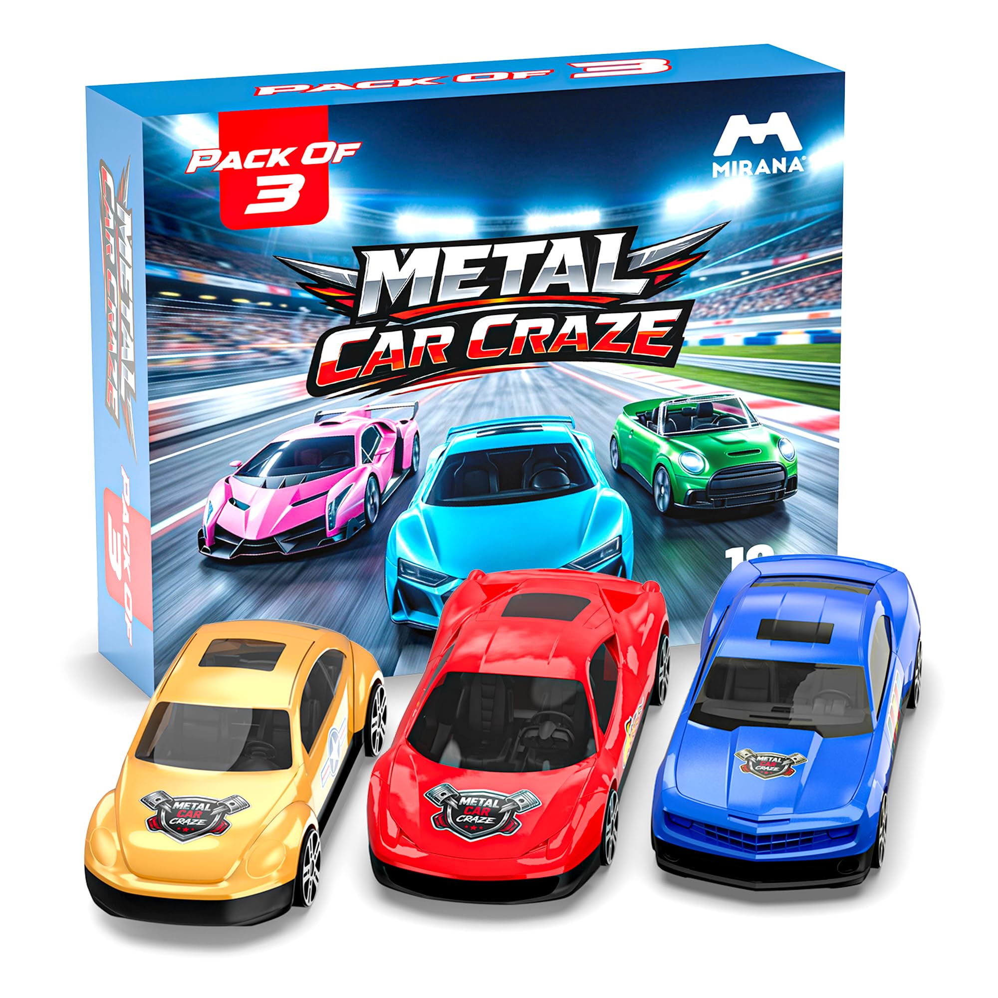 Mirana Metal Car Craze for Kids | Set of 3 Diecast Metal Alloy