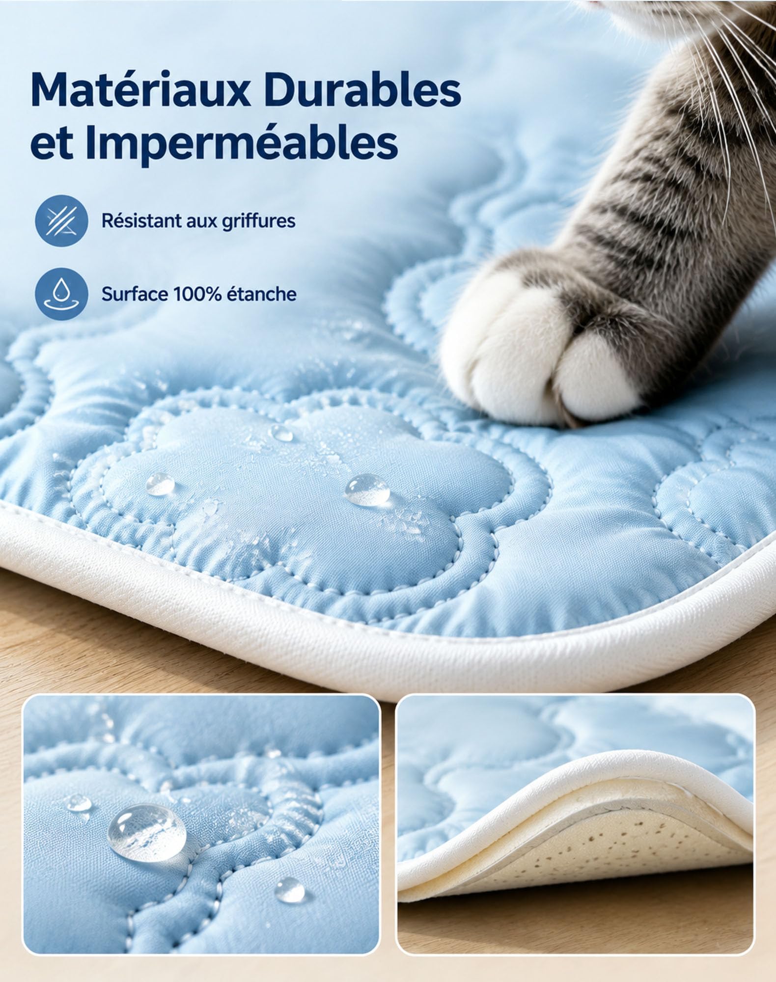 Tapis Rafraichissant Platypaws, 5x Refroidissement Multipl (Bleu,XXL)