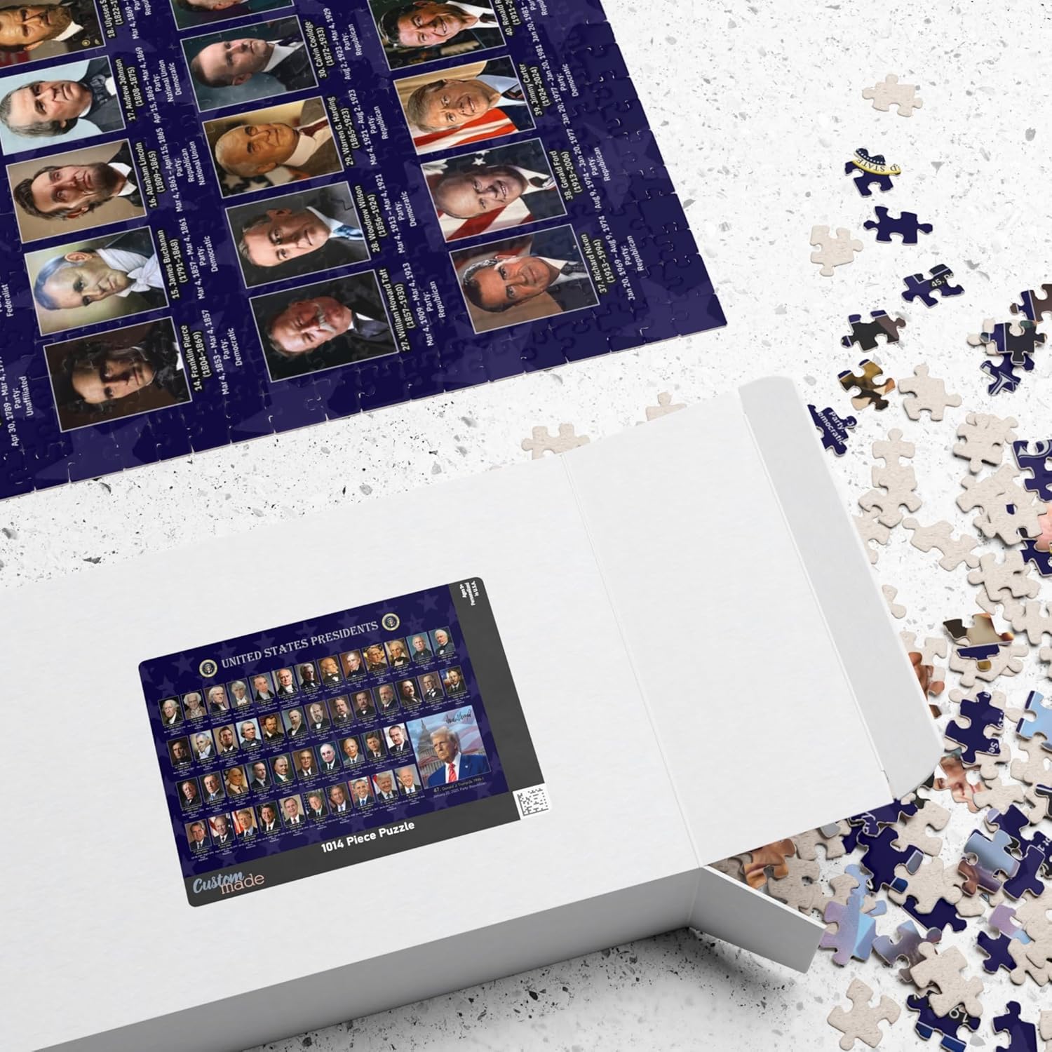 Presidents Timeline Puzzle,1014 Pieces, 28.5” x 19” Patriotic Educational Jigsaw, History Fun for All Ages