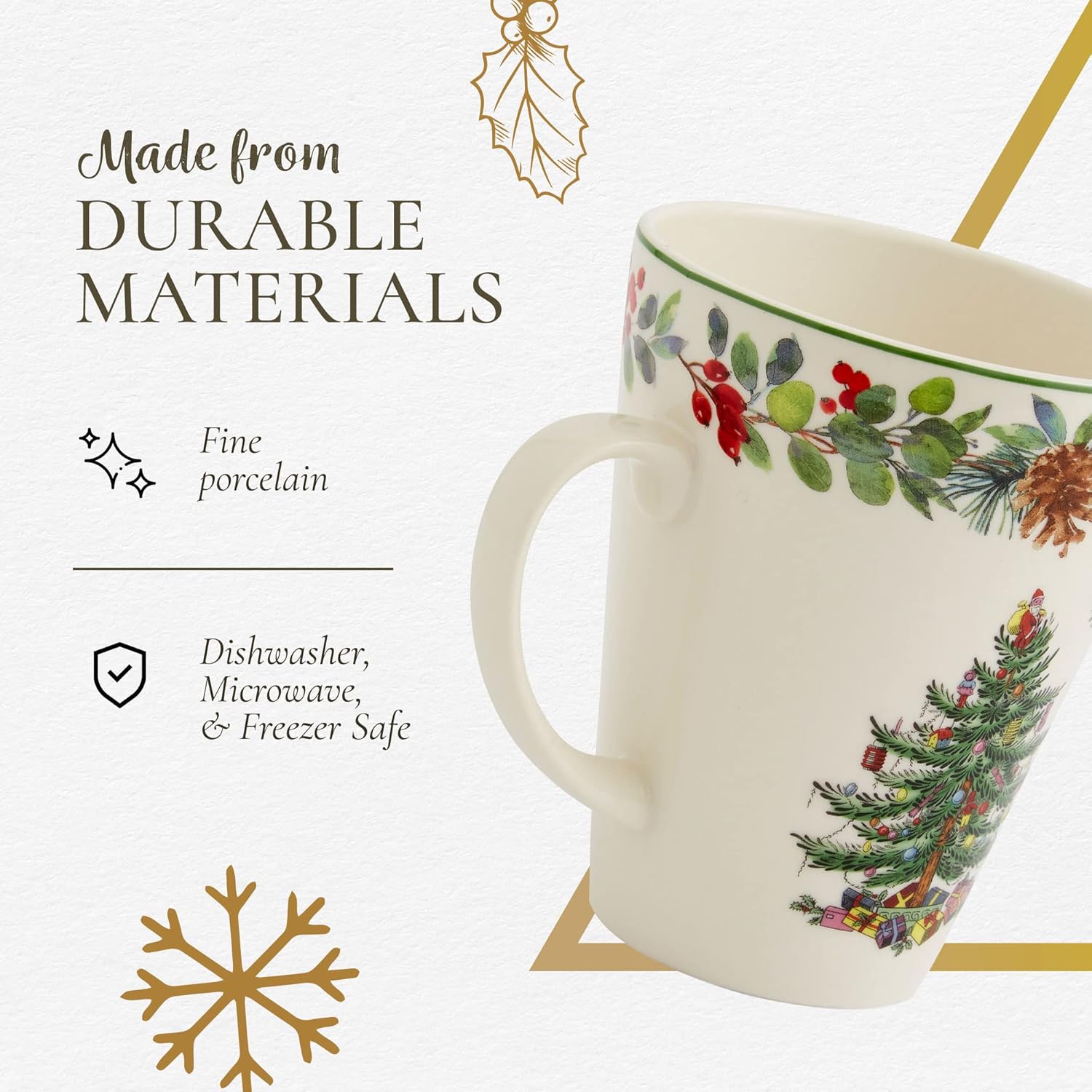 Spode Christmas Tree Mandarin Mug| Measures 14-Ounces| 2022 Annual Mandarin Mug| Holiday Coffee Mugs| Cup for Tea, Hot Cocoa, and Coffee| Dishwasher and Microwave Safe