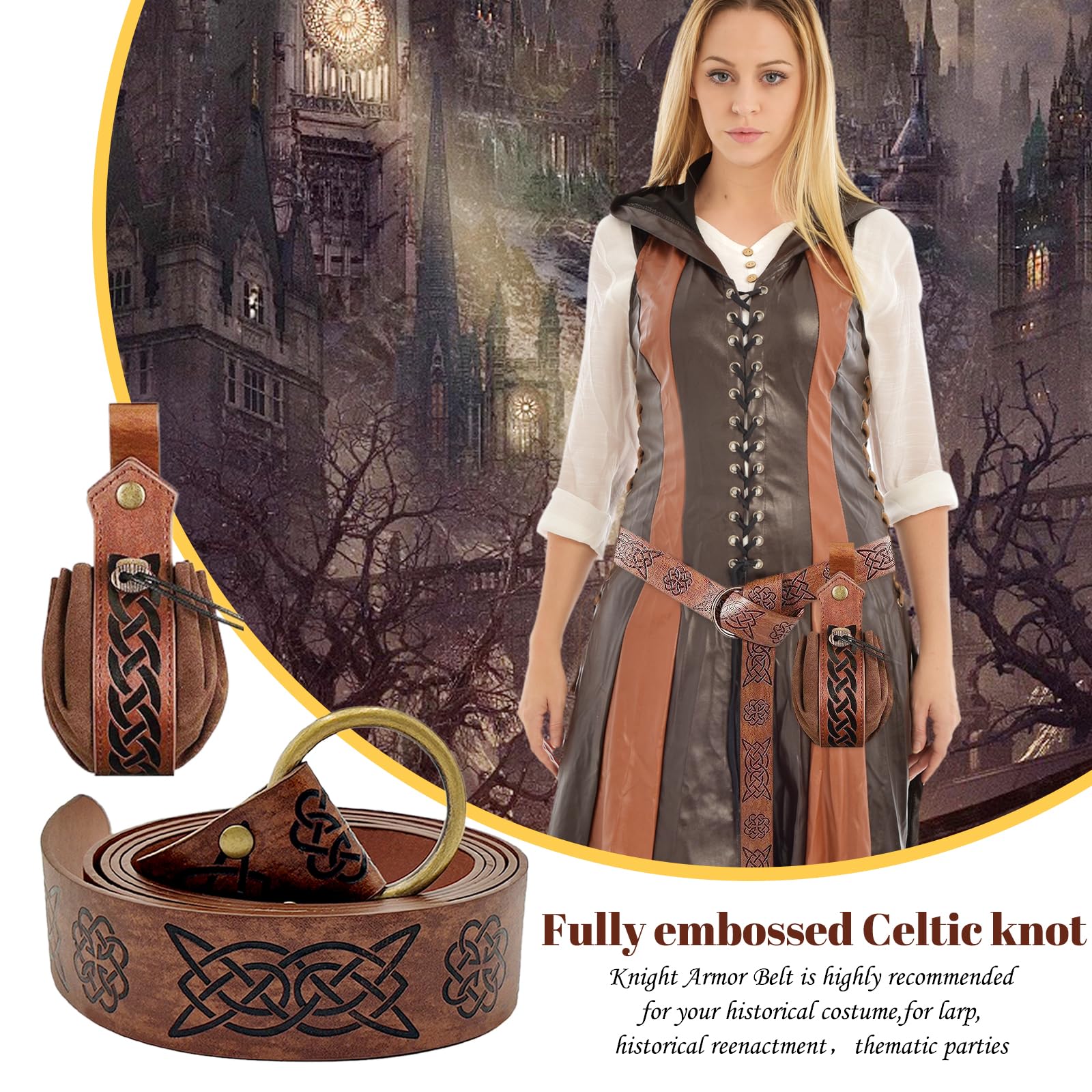 HENGBIRD 2 kostiumy nekromantów na Halloween, kostium średniowieczny, odzież średniowieczna, torba na pasek, średniowieczna, odzież dla kobiet, mężczyzn, dzieci, akcesoria na Halloween, Cosplay