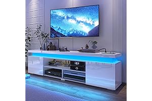 74-Inch White Gloss Modern Gaming LED TV Stand