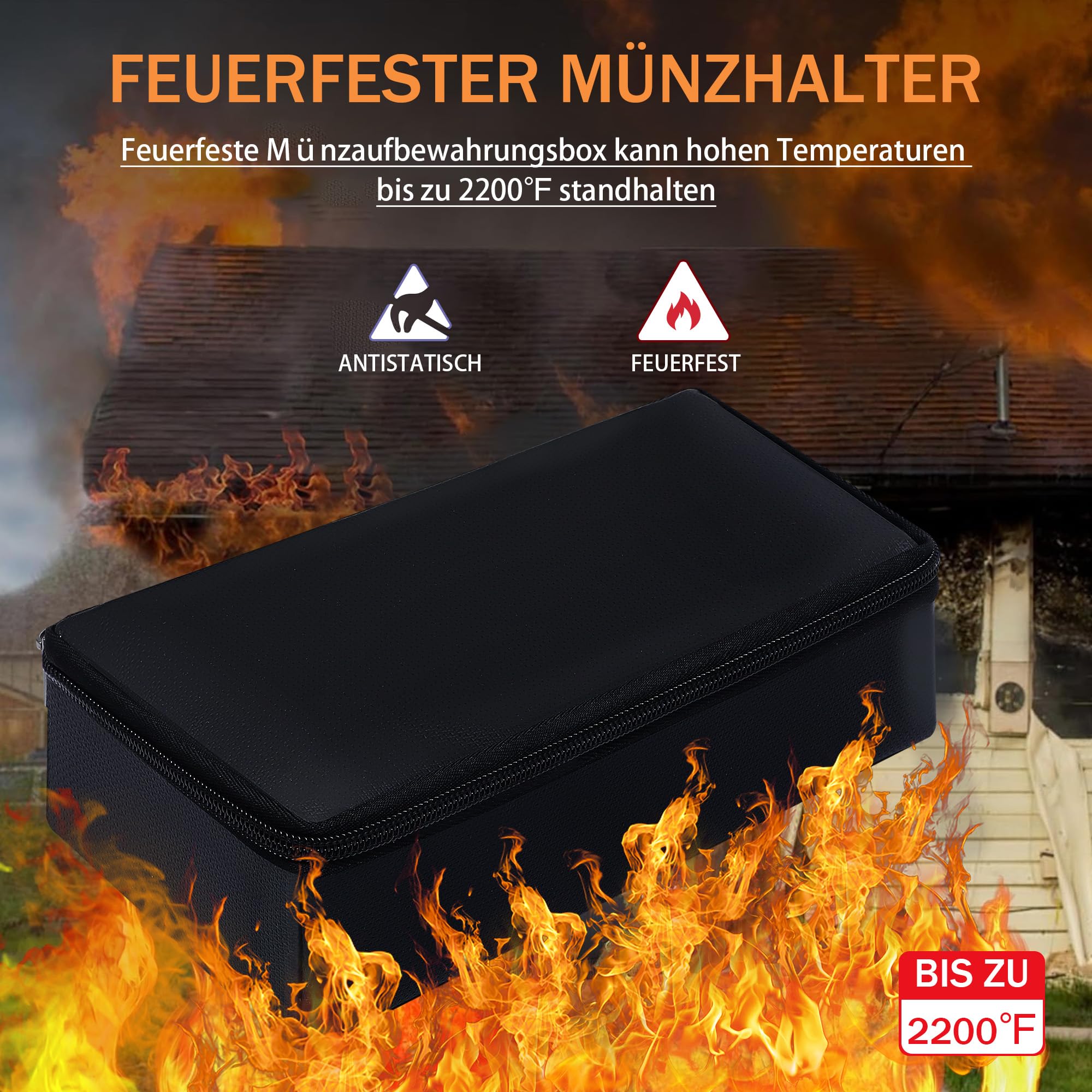 JUNDUN Feuerfest Münzen und Scheine Aufbewahrung Münzbox für Sammler | 36 Stück Münzkapseln mit Schaumstoffdichtung & 100 Stück Banknotenhülle, 5 Größen (40/35/30/25/20mm) Münzkoffer