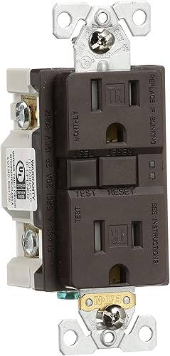 Miniatura 6 de Eaton GFCI - Receptáculo dúplex resistente a manipulaciones de 15 A -125 V con placa de pared de tamaño estándar, color marrón