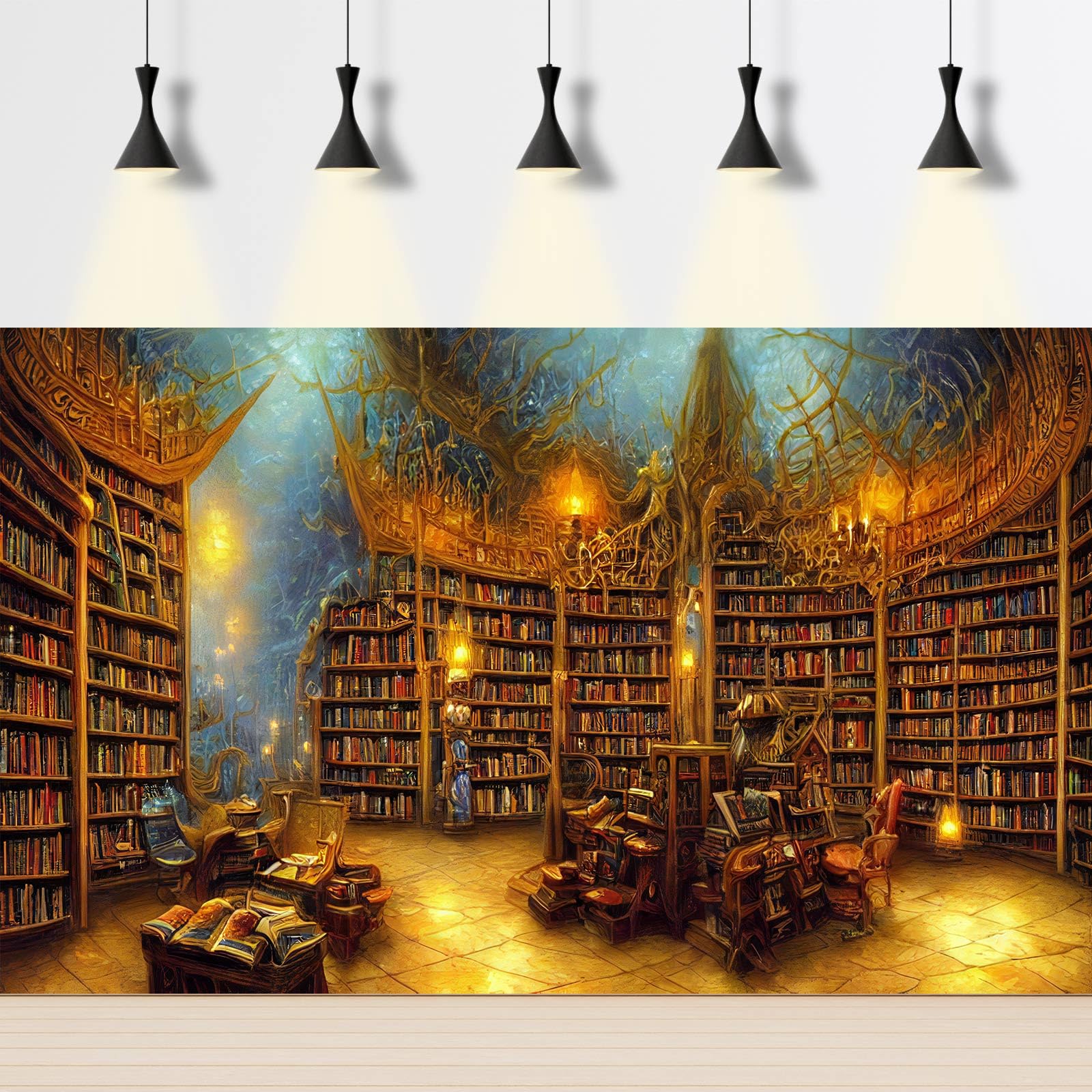 Rustic Virtual Bookcase Library Bookshelf Background Photography Backdrop Decoration Prop
