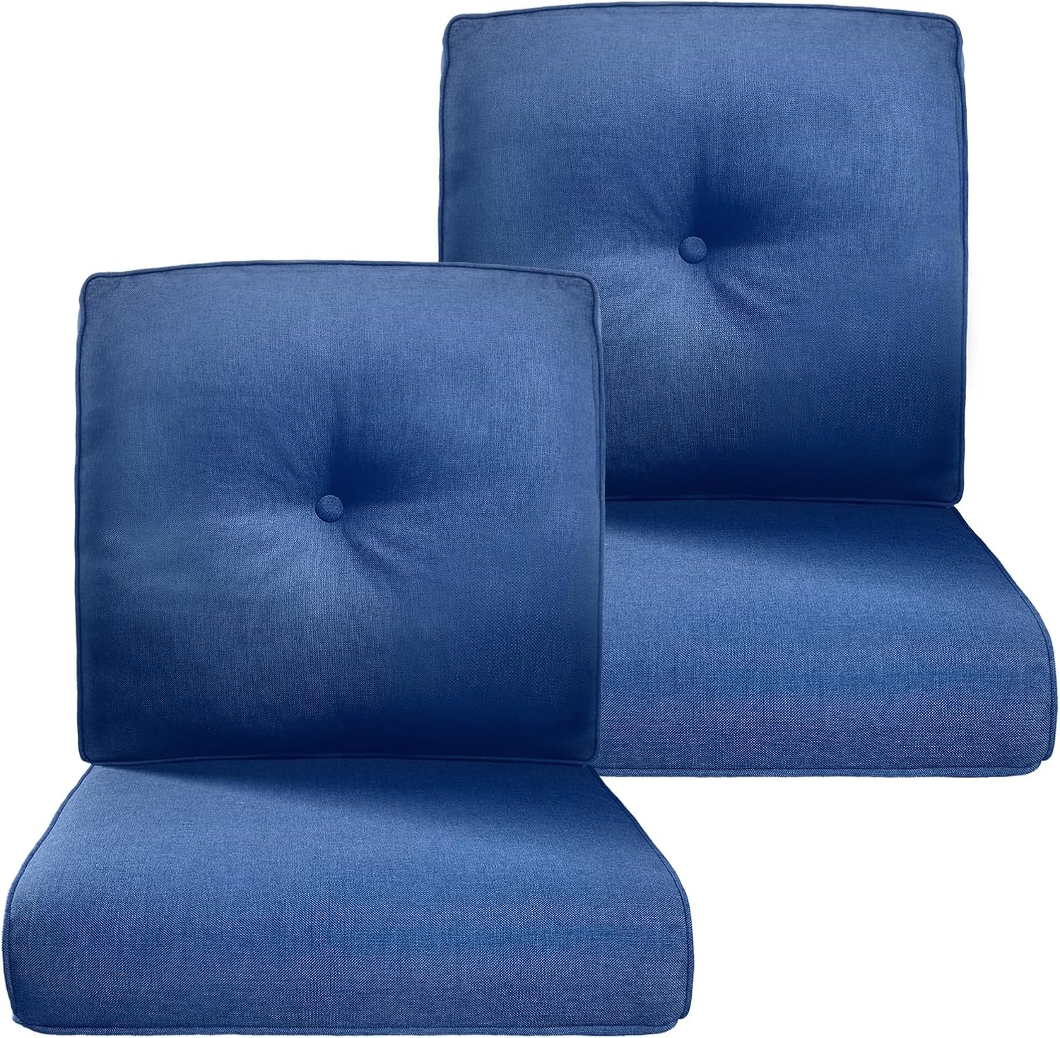 Belord Luxury 4" Thick Outdoor Cushion 2 Set - 22 x24 Inch 28D Sponge Filling Fade-Resistant Chair Cushion, Spill Proof Removable Patio Furniture Replacement Cushions for Sofa Bench Swing - Blue